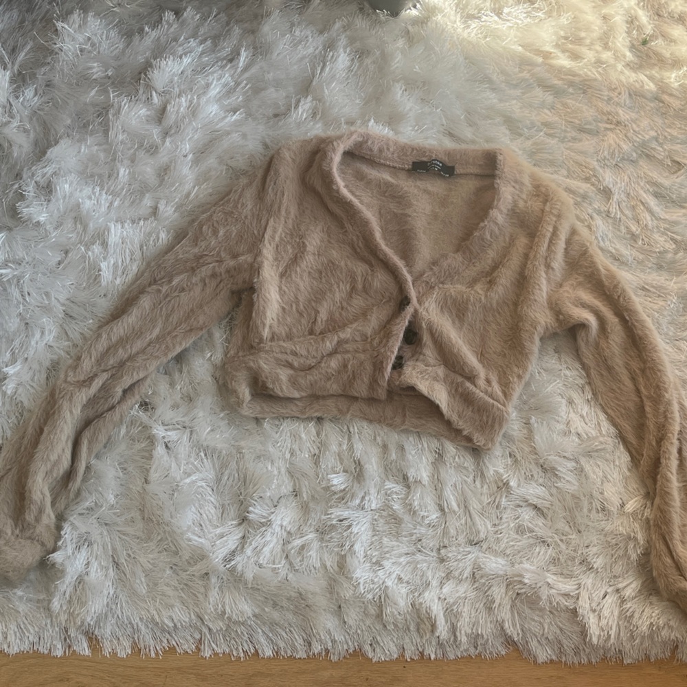 Bershka Soft Beige Fuzzy Sweater